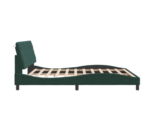 Estructura cama sin colchón terciopelo verde oscuro 180x200 cm