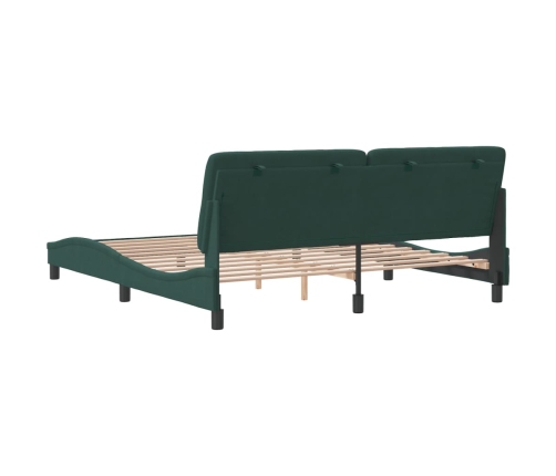 Estructura cama sin colchón terciopelo verde oscuro 180x200 cm