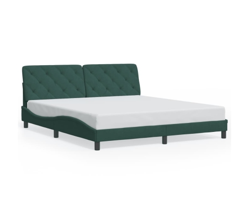 Estructura cama sin colchón terciopelo verde oscuro 180x200 cm