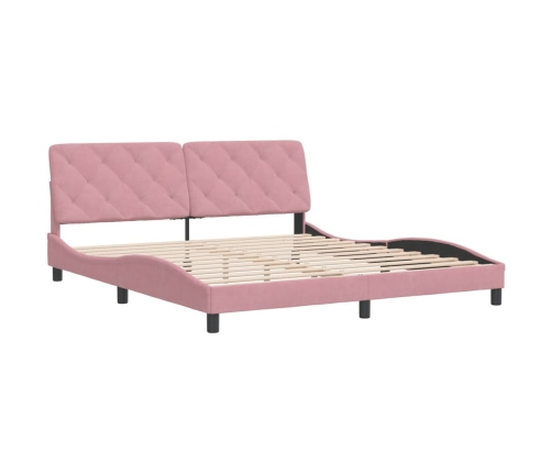 Estructura de cama sin colchón terciopelo rosa 180x200 cm