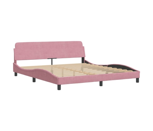 Estructura de cama sin colchón terciopelo rosa 180x200 cm