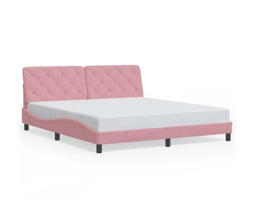 Estructura de cama sin colchón terciopelo rosa 180x200 cm