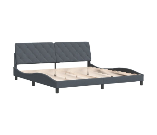 Estructura cama con cabecero terciopelo gris oscuro 200x200 cm