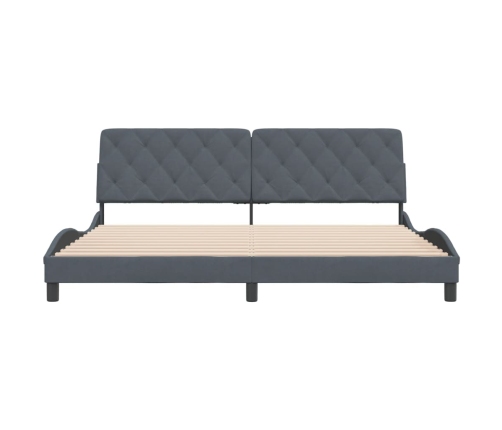 Estructura cama con cabecero terciopelo gris oscuro 200x200 cm