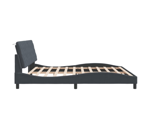 Estructura cama con cabecero terciopelo gris oscuro 200x200 cm