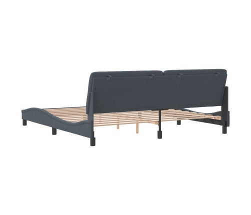 Estructura cama con cabecero terciopelo gris oscuro 200x200 cm