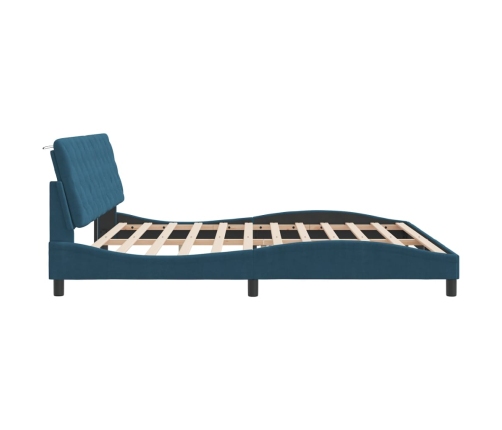 vidaXL Estructura de cama con cabecero terciopelo azul 200x200 cm