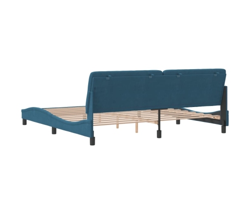 vidaXL Estructura de cama con cabecero terciopelo azul 200x200 cm