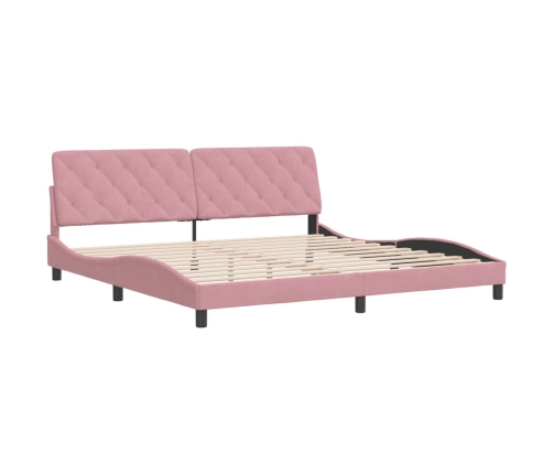 Estructura de cama con cabecero de terciopelo rosa 200x200 cm