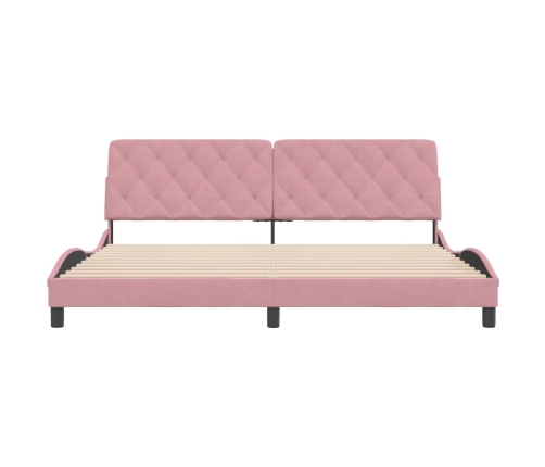 Estructura de cama con cabecero de terciopelo rosa 200x200 cm