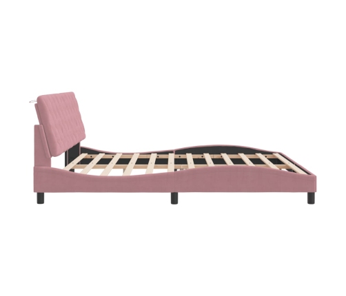 Estructura de cama con cabecero de terciopelo rosa 200x200 cm