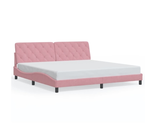 Estructura de cama con cabecero de terciopelo rosa 200x200 cm