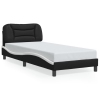 Cama con cabecero cuero sintético negro y blanco 80x200 cm