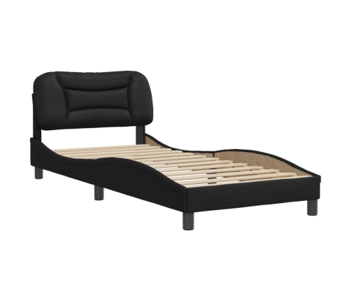 Estructura de cama sin colchón cuero sintético negro 90x190 cm