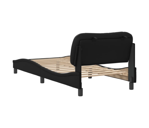 Estructura de cama sin colchón cuero sintético negro 90x190 cm