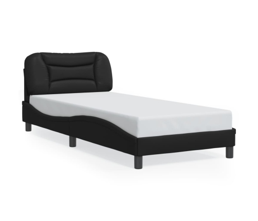 Estructura de cama sin colchón cuero sintético negro 90x190 cm