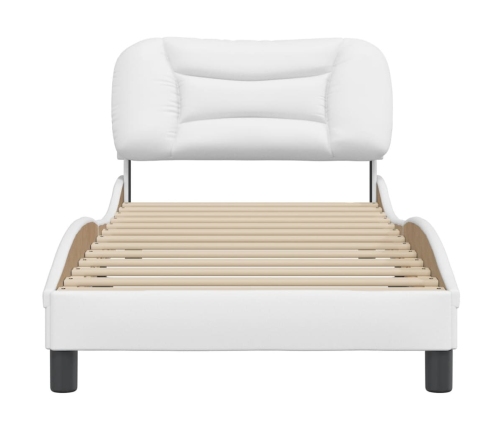 Estructura de cama sin colchón cuero sintético blanco 90x190 cm