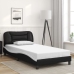 Estructura de cama con cabecero cuero sintético negro y blanco