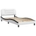 Estructura de cama con cabecero cuero sintético blanco y negro