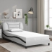 Estructura de cama con cabecero cuero sintético blanco y negro