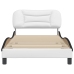 Estructura de cama con cabecero cuero sintético blanco y negro