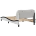 Estructura de cama con cabecero cuero sintético blanco y negro