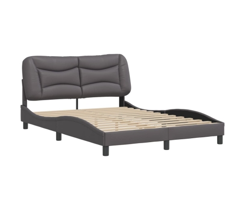 Estructura de cama sin colchón cuero sintético gris 120x200 cm