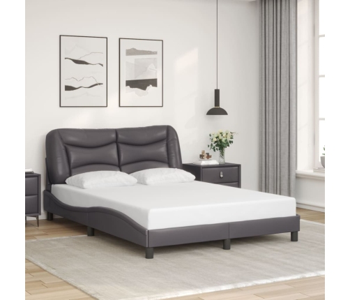 Estructura de cama sin colchón cuero sintético gris 120x200 cm
