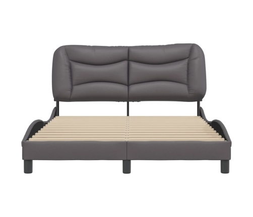 Estructura de cama sin colchón cuero sintético gris 120x200 cm