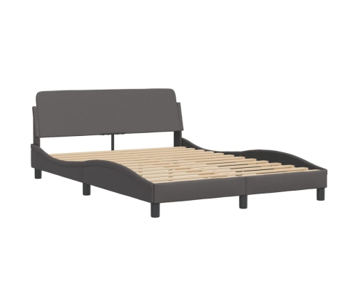 Estructura de cama sin colchón cuero sintético gris 120x200 cm