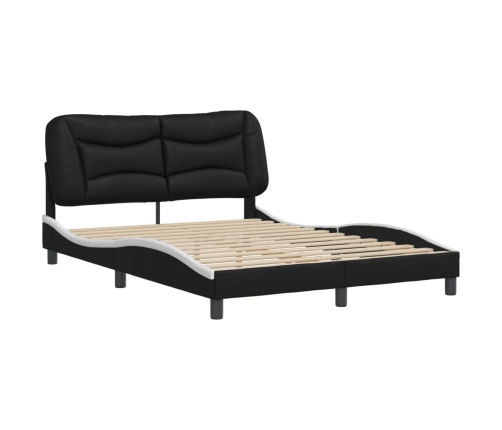 vidaXL Estructura cama cabecero cuero sintético negro blanco 120x200cm