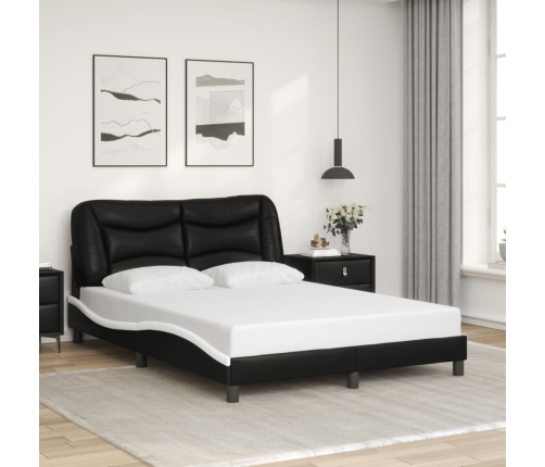 vidaXL Estructura cama cabecero cuero sintético negro blanco 120x200cm