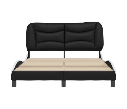 vidaXL Estructura cama cabecero cuero sintético negro blanco 120x200cm