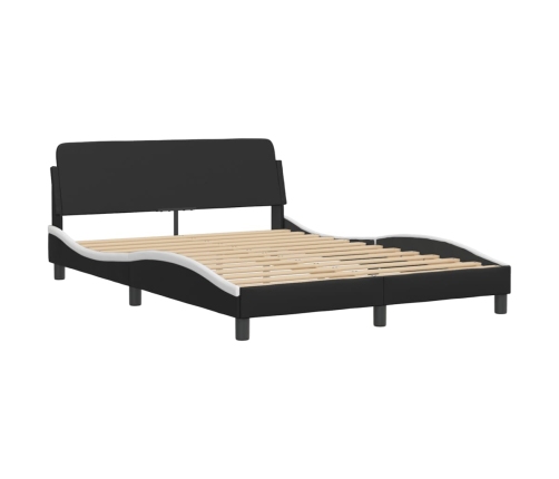 vidaXL Estructura cama cabecero cuero sintético negro blanco 120x200cm