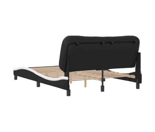 vidaXL Estructura cama cabecero cuero sintético negro blanco 120x200cm