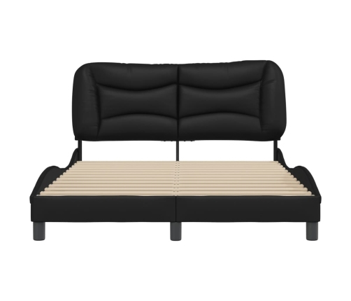 Estructura de cama sin colchón cuero sintético negro 140x190 cm