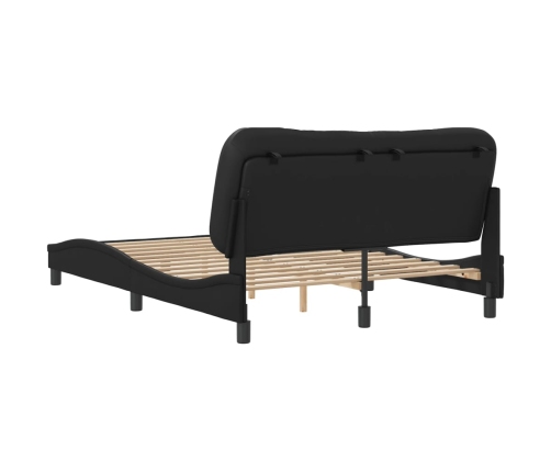 Estructura de cama sin colchón cuero sintético negro 140x190 cm