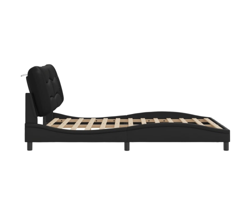 Estructura de cama sin colchón cuero sintético negro 140x190 cm