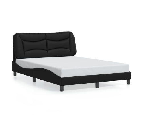 Estructura de cama sin colchón cuero sintético negro 140x190 cm