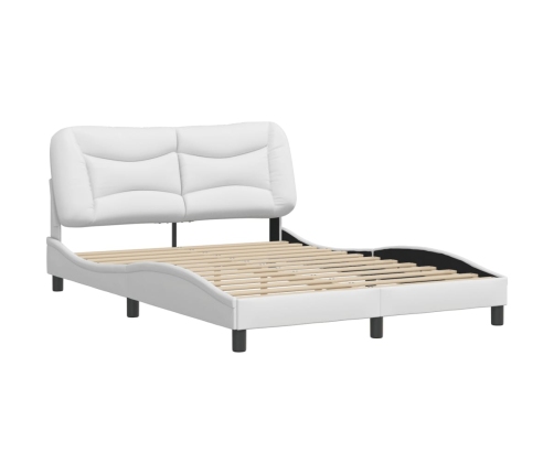 Estructura de cama sin colchón cuero sintético blanco 140x190cm