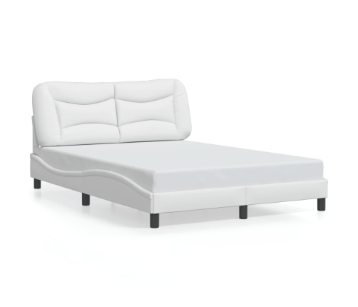 Estructura de cama sin colchón cuero sintético blanco 140x190cm