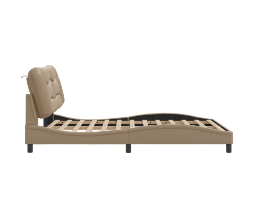 Estructura cama sin colchón cuero sintético capuchino 140x190cm