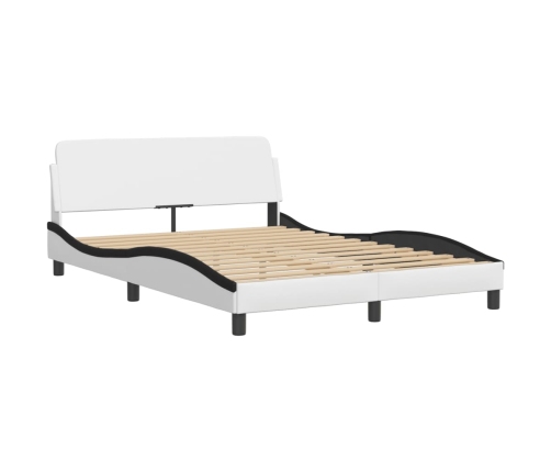 Estructura de cama con cabecero cuero sintético blanco y negro