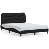 Estructura cama cabecero cuero sintético negro blanco 140x200cm