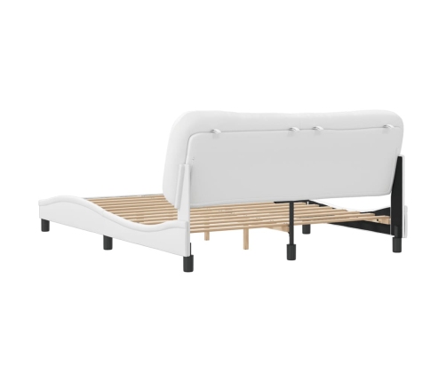 Estructura de cama sin colchón cuero sintético blanco 160x200cm