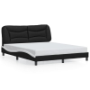 Estructura cama cabecero cuero sintético negro blanco 160x200cm