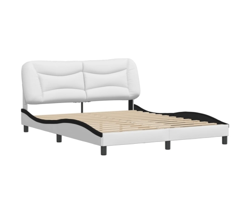 vidaXL Estructura cama cabecero cuero sintético blanco negro 160x200cm