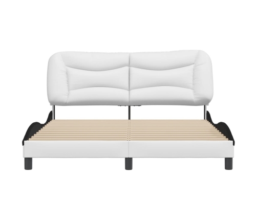 vidaXL Estructura cama cabecero cuero sintético blanco negro 160x200cm