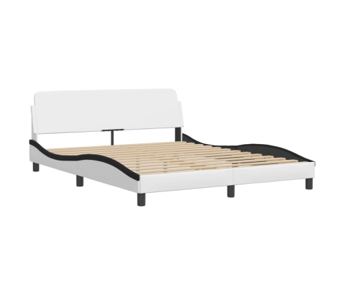 vidaXL Estructura cama cabecero cuero sintético blanco negro 160x200cm