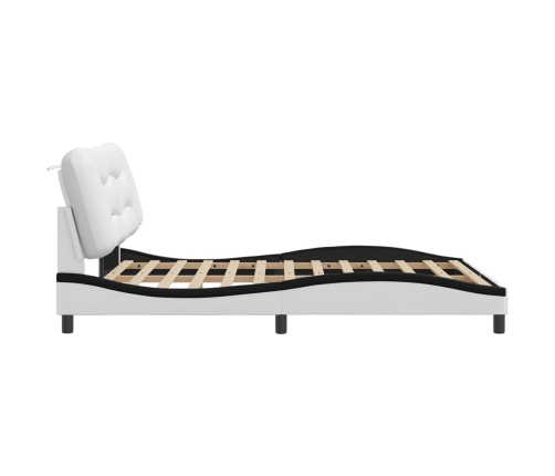 vidaXL Estructura cama cabecero cuero sintético blanco negro 160x200cm